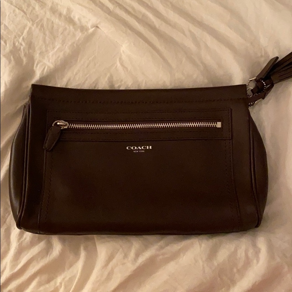 Coach Wristlet Legacy Large Brown Leather Clutch